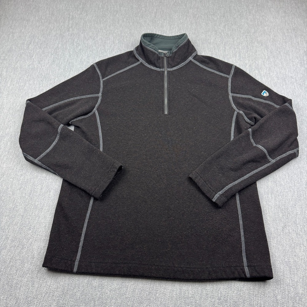Kuhl Sweater Mens Medium Black‎ Revel Pullover Black 1/4 Zip Long Sleeve Fleece